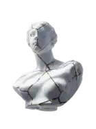 Partly shattered marble bust